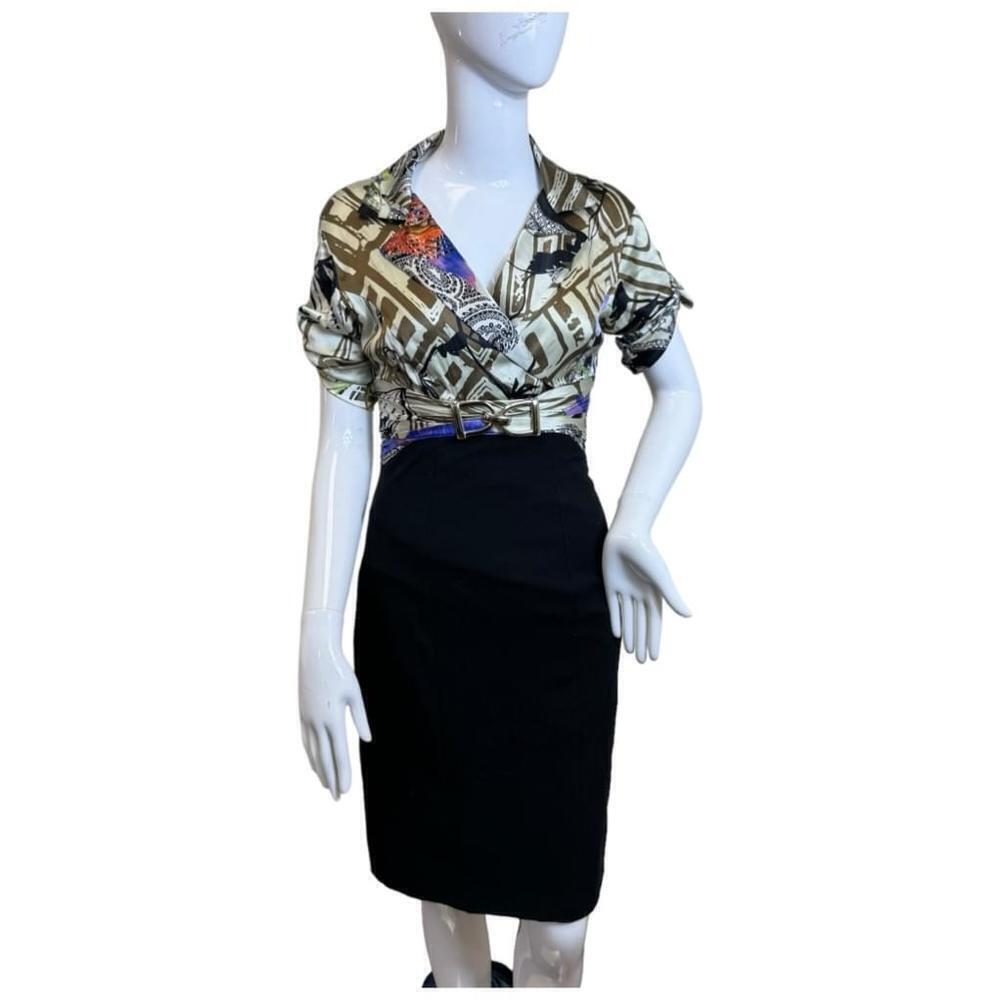 Cache Couture Purple Floral Silk Belted Shift women’s Dress size 2
